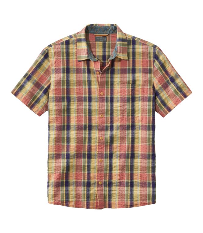 Men's Signature Seersucker Madras Shirt, Short-Sleeve
