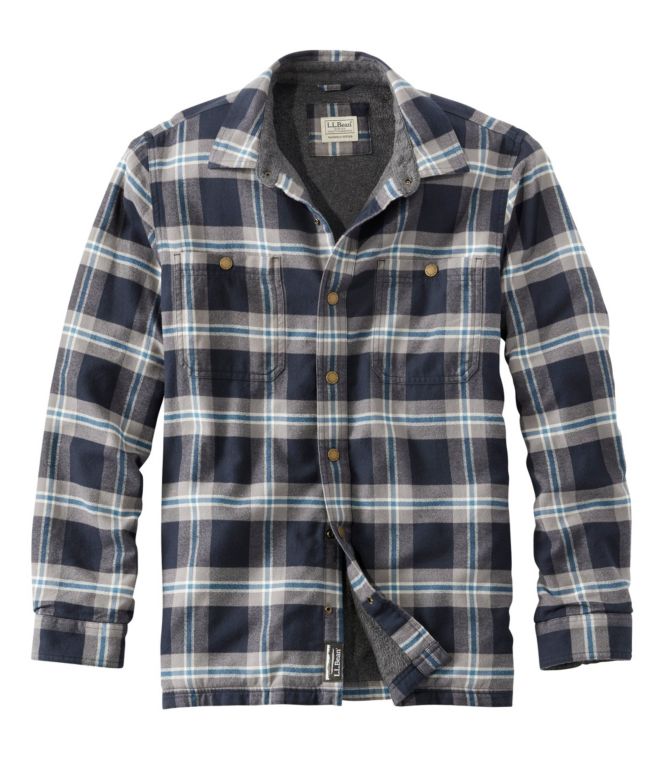 Men's Fleece-Lined Flannel Shirt, Snap Front, Slightly Fitted