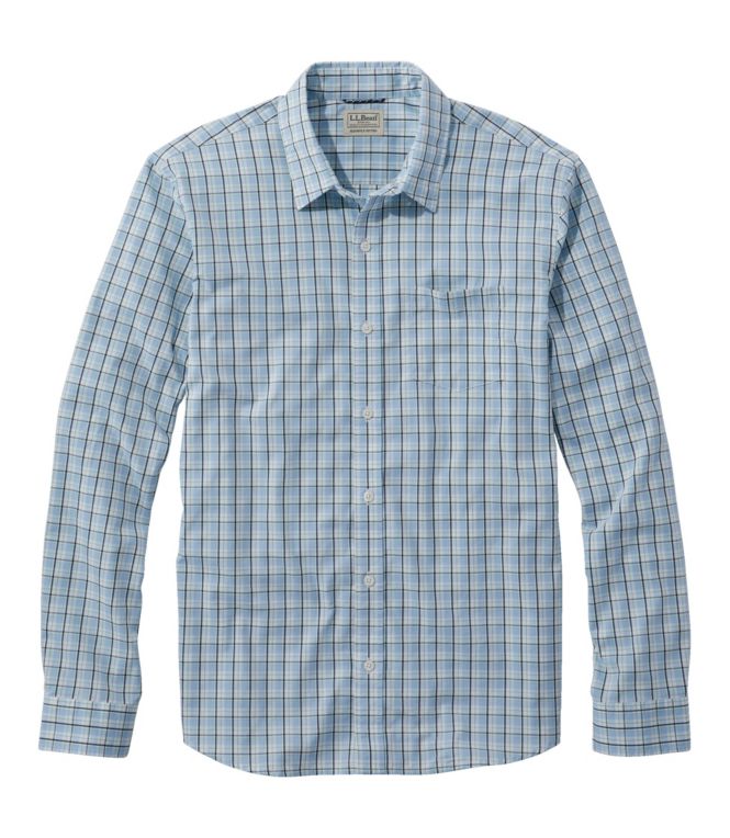 Men's Comfort Stretch Performance Shirt, Long-Sleeve, Slightly Fitted Untucked Fit, Plaid