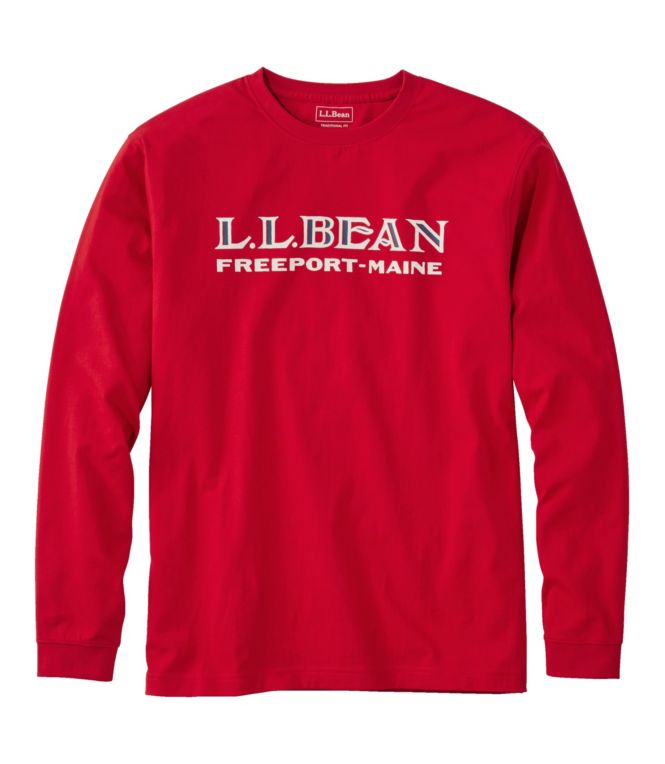 Men's Carefree Unshrinkable Tee, L.L.Bean Logo, Long-Sleeve
