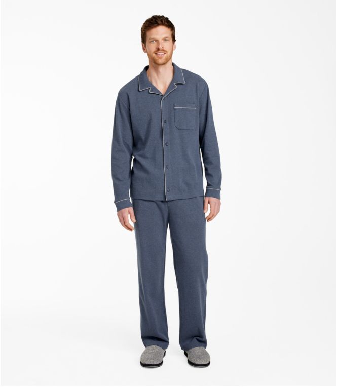 Men's Bean's Cotton Knit Pajamas, Button-Front PJ Set