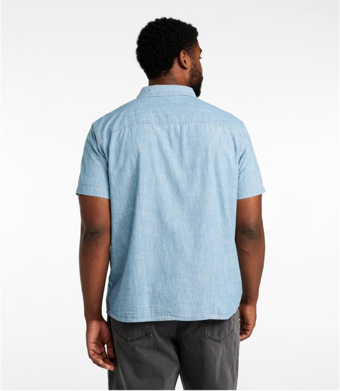 Men's Signature Woven Cotton Shirt, Short-Sleeve, Slim Fit