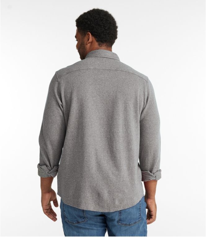 Men's Washed Cotton Double-Knit Chamois Shirt, Long-Sleeve