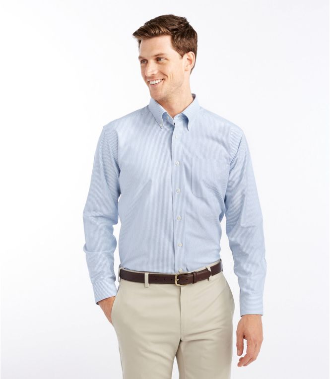 Men's Wrinkle-Free Classic Oxford Cloth Shirt, Traditional Fit University Stripe