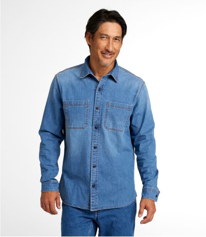 Men's BeanFlex® Denim Shirt, Slightly Fitted Untucked Fit, Long-Sleeve