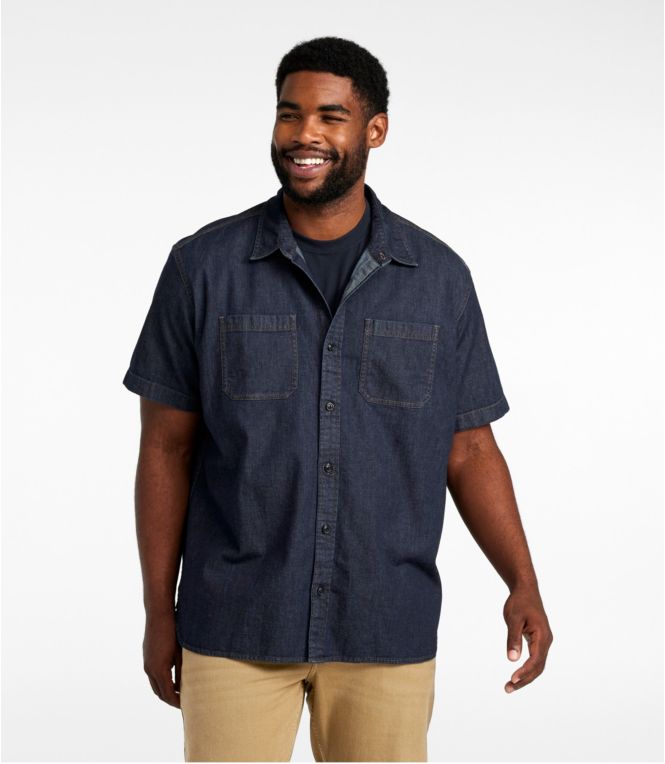 Men's BeanFlex® Denim Shirt, Short-Sleeve, Slightly Fitted Untucked Fit