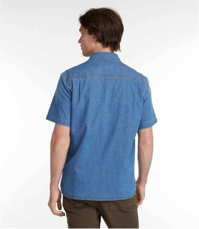 Men's BeanFlex® Denim Shirt, Short-Sleeve, Slightly Fitted Untucked Fit