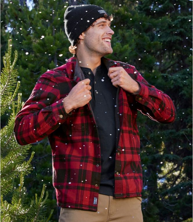 Men's Fleece-Lined Flannel Shirt, Snap Front, Slightly Fitted