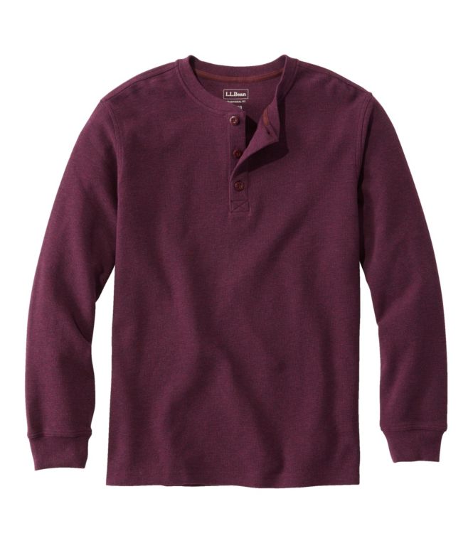 Men's Unshrinkable Mini-Waffle Henley, Long-Sleeve Traditional Fit