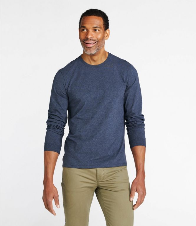 Men's Comfort Stretch Pima Tee Shirt, Long-Sleeve
