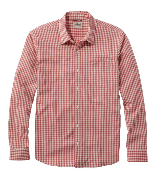 Men's Comfort Stretch Performance Shirt, Long-Sleeve, Slightly Fitted Untucked Fit, Plaid