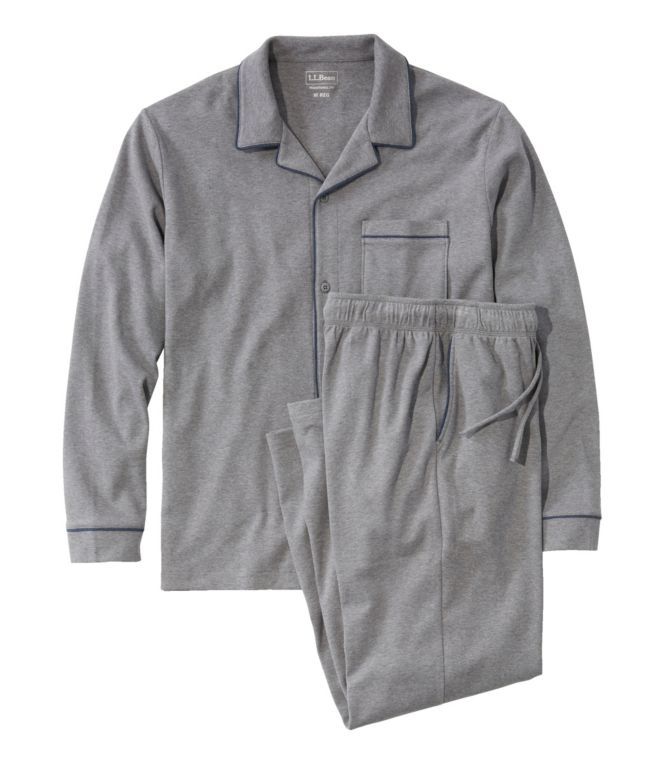 Men's Bean's Cotton Knit Pajamas, Button-Front PJ Set