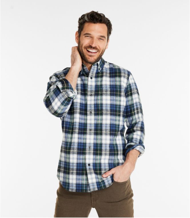 Men's Scotch Plaid Flannel Shirt, Slightly Fitted