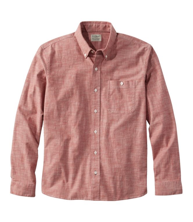 Men's Comfort Stretch Chambray Shirt, Long-Sleeve, Slightly Fitted Untucked Fit