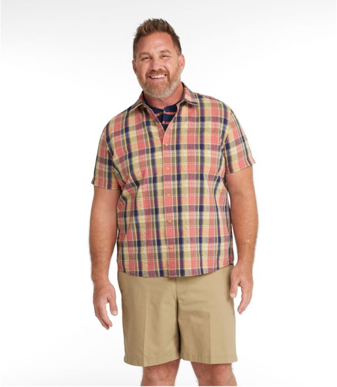 Men's Signature Seersucker Madras Shirt, Short-Sleeve