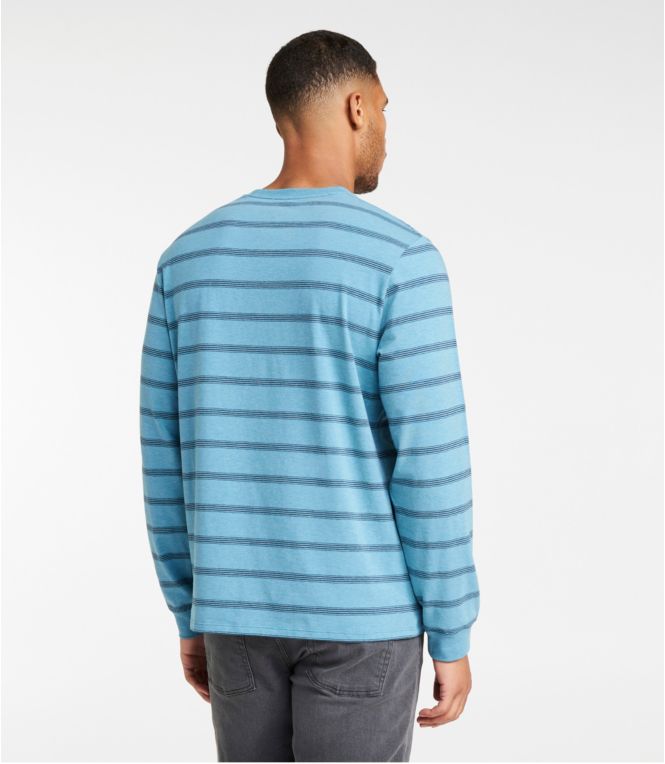 Men's Comfort Stretch Pima Tee Shirt, Long-Sleeve, Stripe