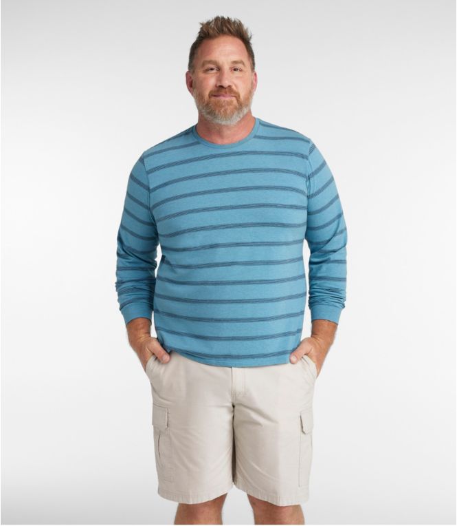 Men's Comfort Stretch Pima Tee Shirt, Long-Sleeve, Stripe
