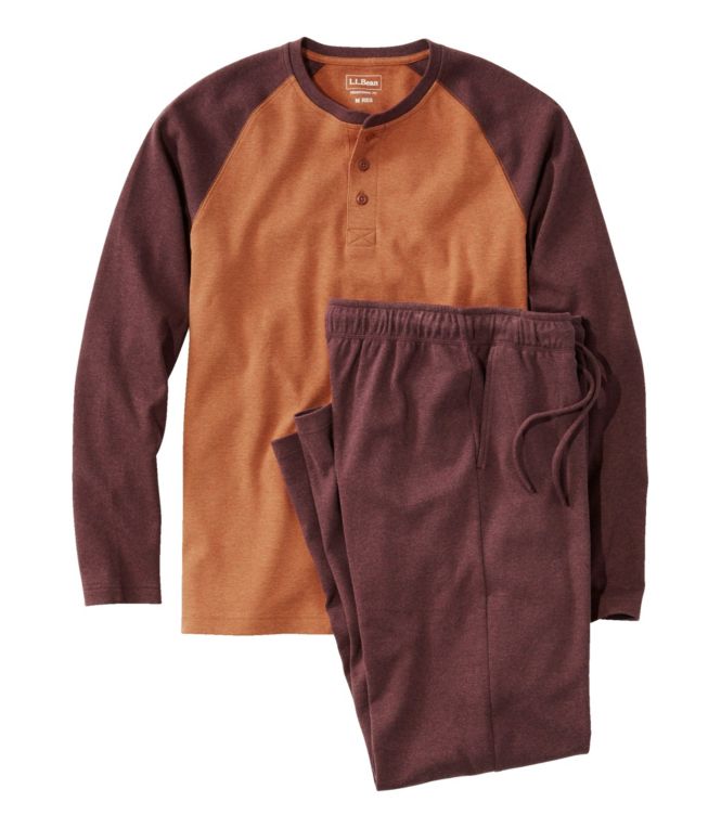 Men's Bean's Cotton Knit Pajamas, Henley PJ Set