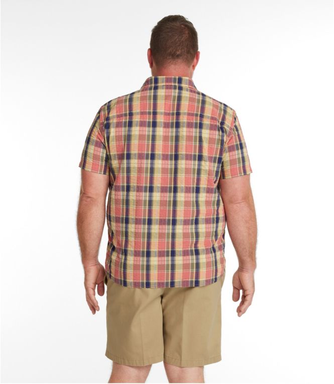 Men's Signature Seersucker Madras Shirt, Short-Sleeve