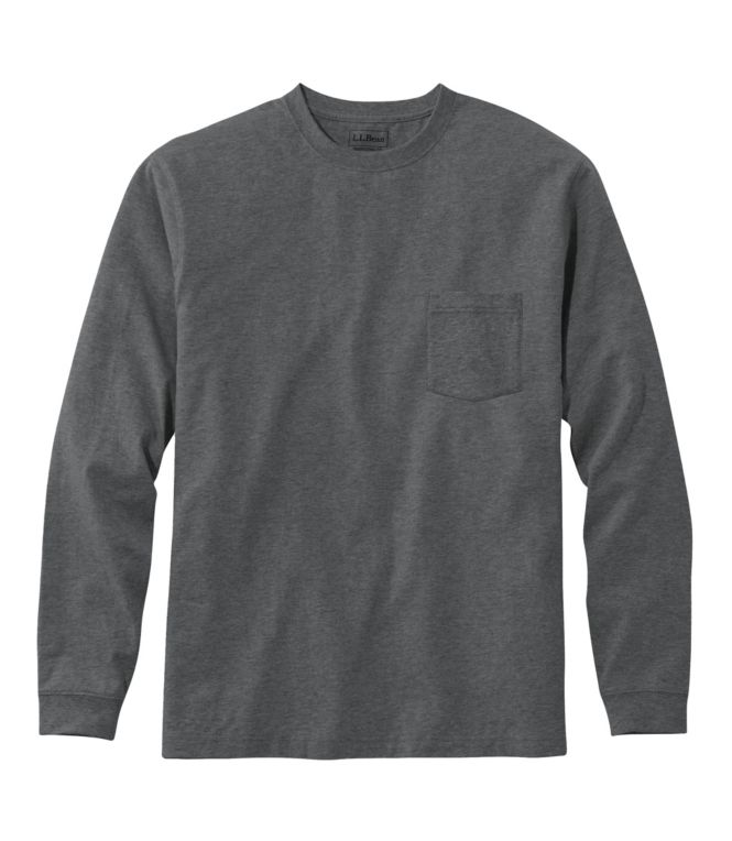 Men's Carefree Unshrinkable Tee with Pocket, Traditional Fit, Long-Sleeve