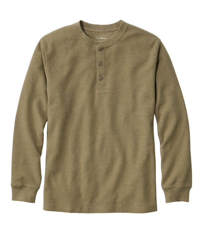 Men's Unshrinkable Mini-Waffle Henley, Long-Sleeve Traditional Fit
