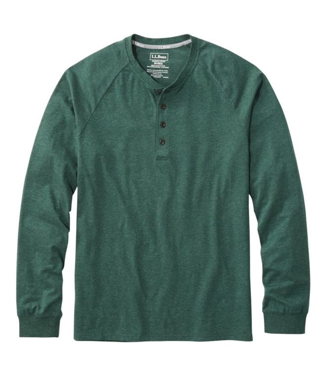 Men's Comfort Stretch Pima Tee Shirt, Long-Sleeve Henley