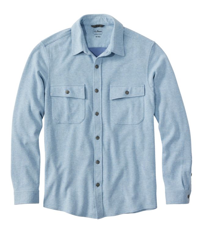 Men's Washed Cotton Double-Knit Chamois Shirt, Long-Sleeve