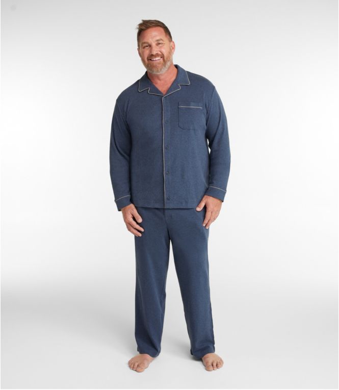 Men's Bean's Cotton Knit Pajamas, Button-Front PJ Set