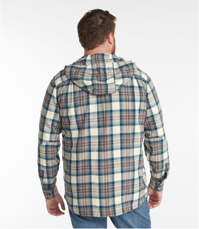 Men's Scotch Plaid Flannel Hooded Shirt, Slightly Fitted