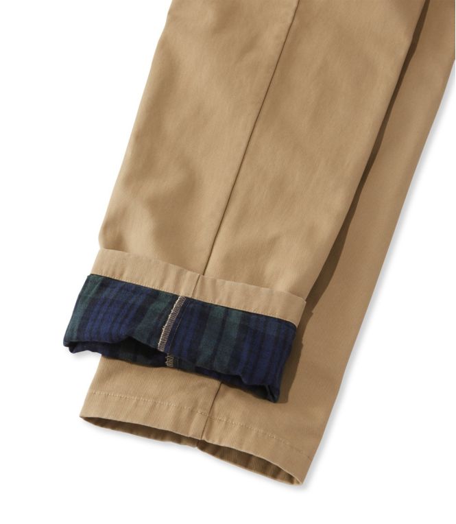Men's Double L® Chinos, Natural Fit, Plain Front, Flannel-Lined