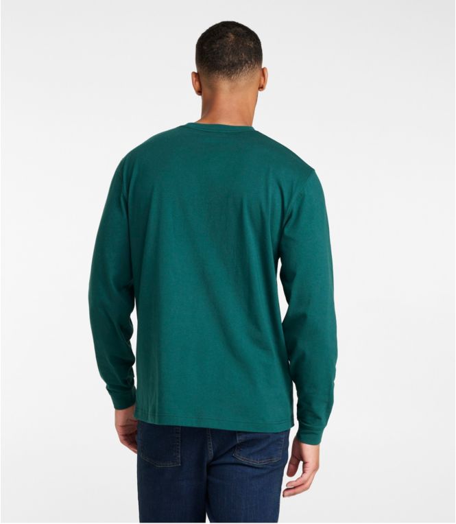 Men's Carefree Unshrinkable Tee, L.L.Bean Logo, Long-Sleeve