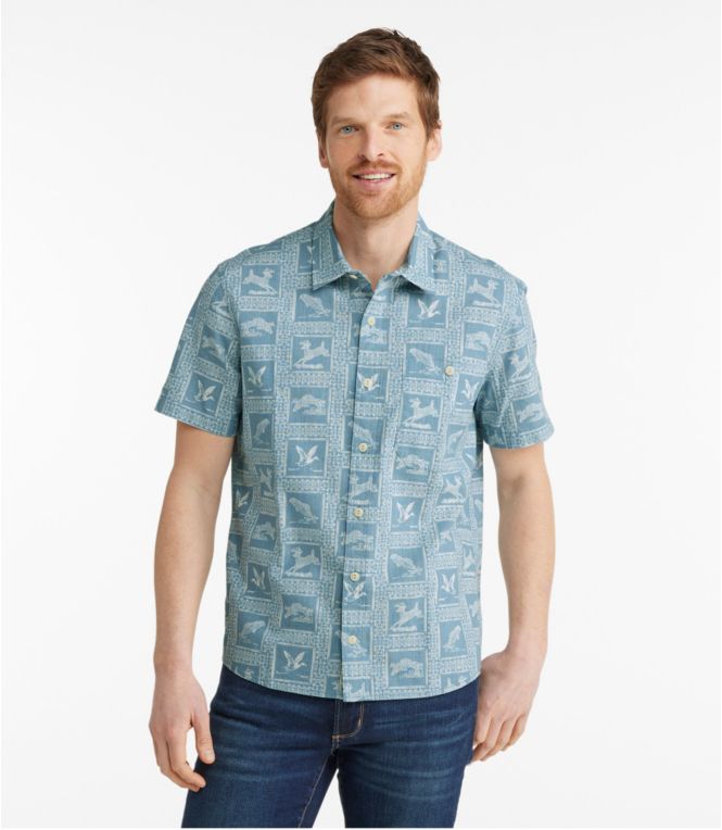 Men's Signature Woven Cotton Shirt, Short-Sleeve, Slim Fit