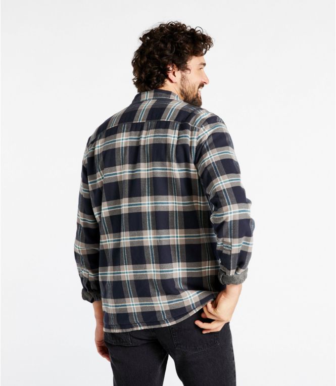 Men's Fleece-Lined Flannel Shirt, Snap Front, Slightly Fitted
