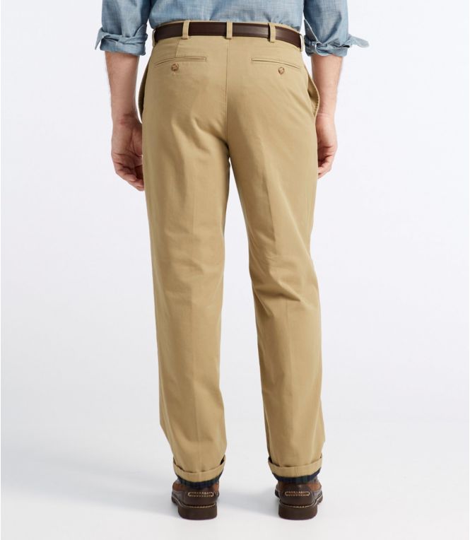 Men's Double L® Chinos, Natural Fit, Plain Front, Flannel-Lined