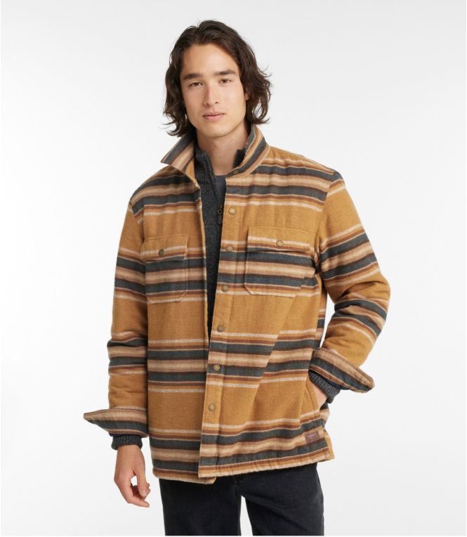 Men's PrimaLoft Lined Chamois Shirt Jac, Traditional Untucked Fit, Stripe