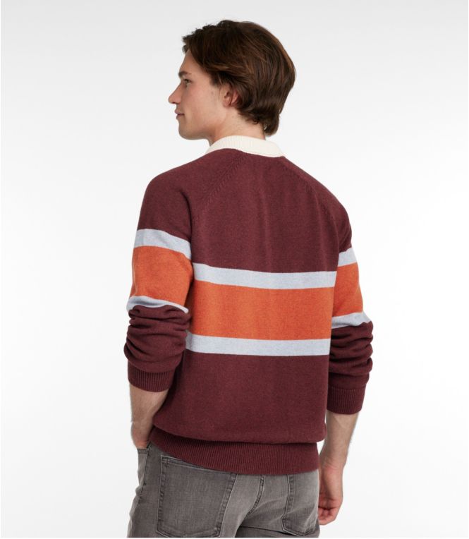 Men's Wicked Soft Cotton/Cashmere Sweater, Rugby Polo, Stripe