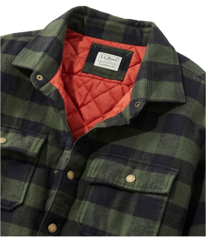 Men's PrimaLoft Lined Chamois Shirt Jac, Traditional Untucked Fit, Plaid