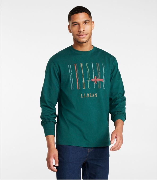 Men's Carefree Unshrinkable Tee, L.L.Bean Logo, Long-Sleeve