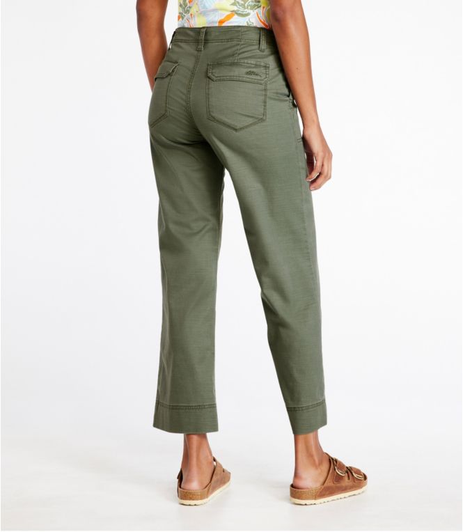 Women's Signature Cotton/TENCEL Utility Pants, Mid-Rise Wide-Leg Ankle-Length