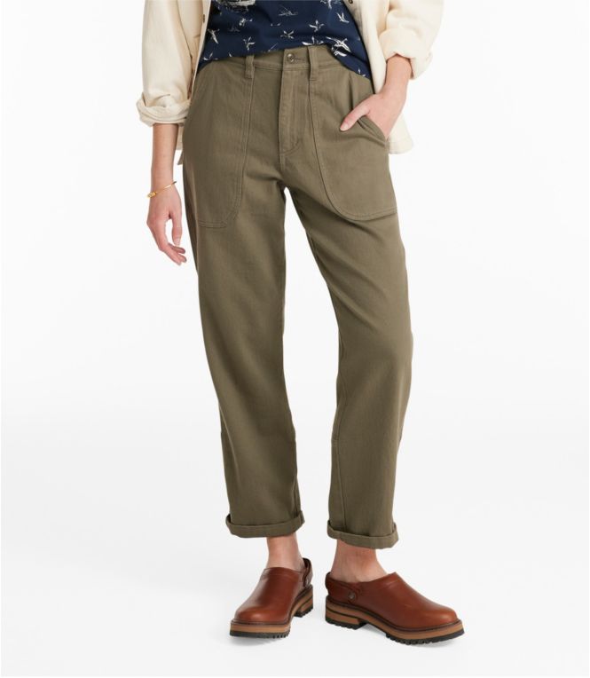 Women's Signature Washed Cotton Barrel Pants, High-Rise Tapered Leg