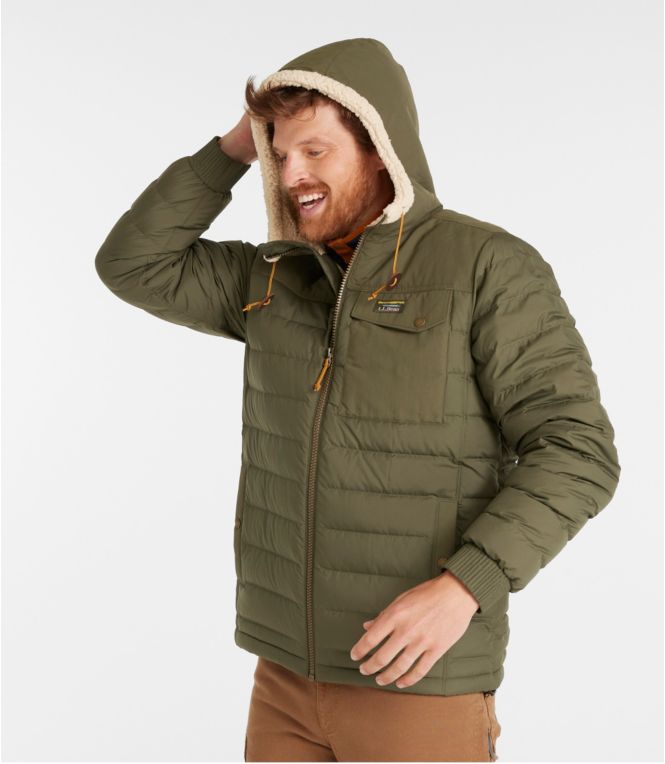 Men's Mountain Classic Down Hooded Jacket, Sherpa-Lined