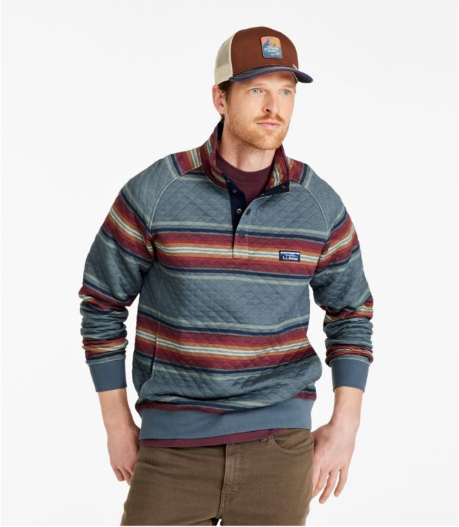 Men's Quilted Sweatshirt, Mockneck, Stripe