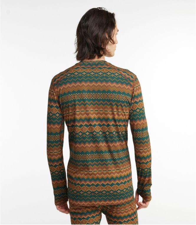 Men's L.L.Bean Lightweight Crew Base Layer, Long-Sleeve Print