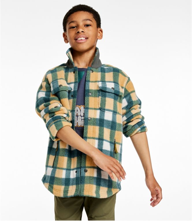 Kids' Cozy Fleece Shirt Jacket, Plaid