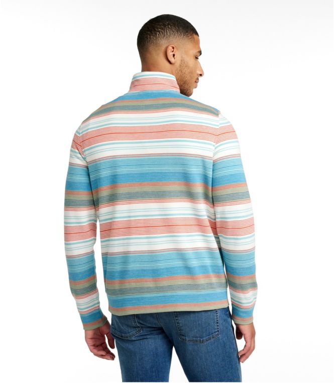 Men's Comfort Stretch Piqué Quarter Zip Pullover, Long-Sleeve, Stripe