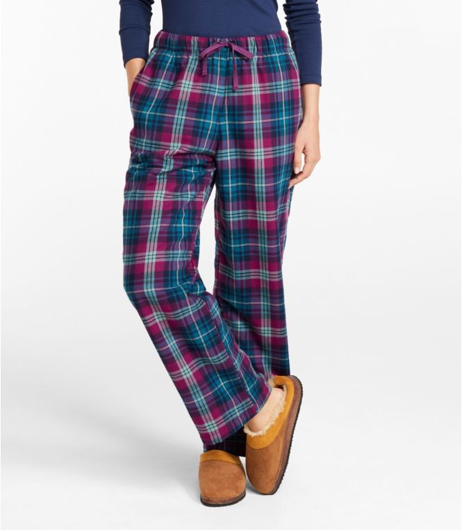 L.L.Bean Flannel Sleep Pants, Plaid Fleece-Lined