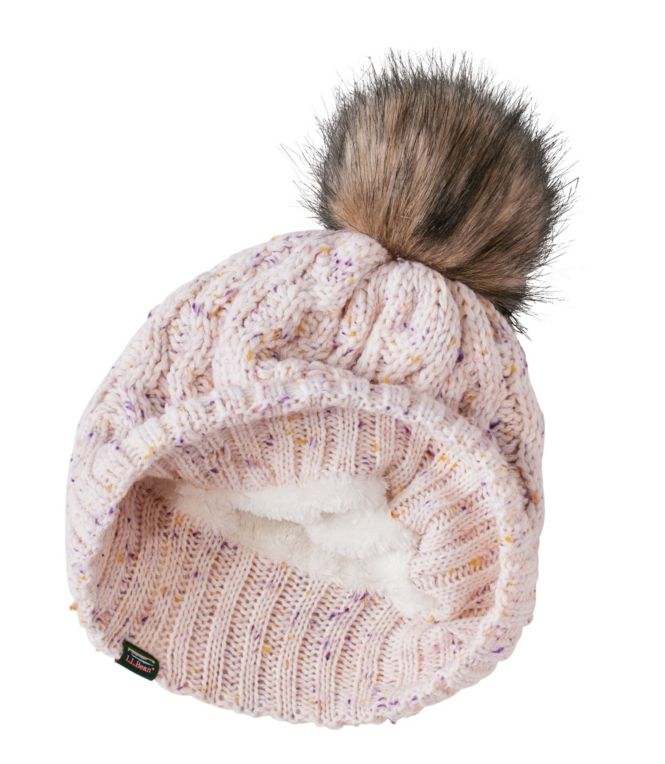 Kids' Cozy Cable Pom Hat, Stripe