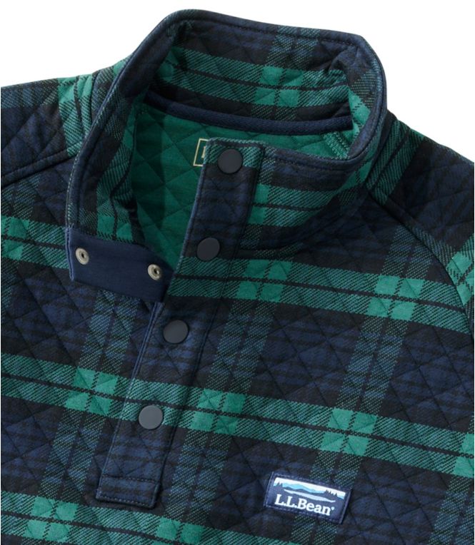 Men's Quilted Sweatshirt, Mockneck, Plaid