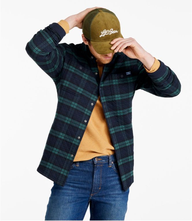Men's Quilted Sweatshirts, Snap Overshirt, Plaid