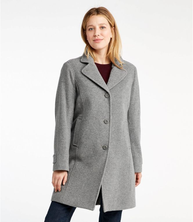 Women's Classic Lambswool Polo Coat, Three-Quarter